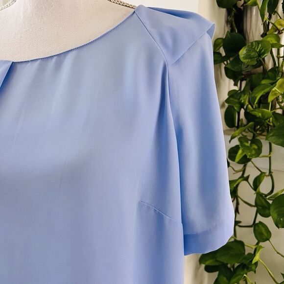 Banana Republic Blue Ruffle Sleeve Chiffon Soft Flowy Blouse - Size Large - Picture 3 of 8